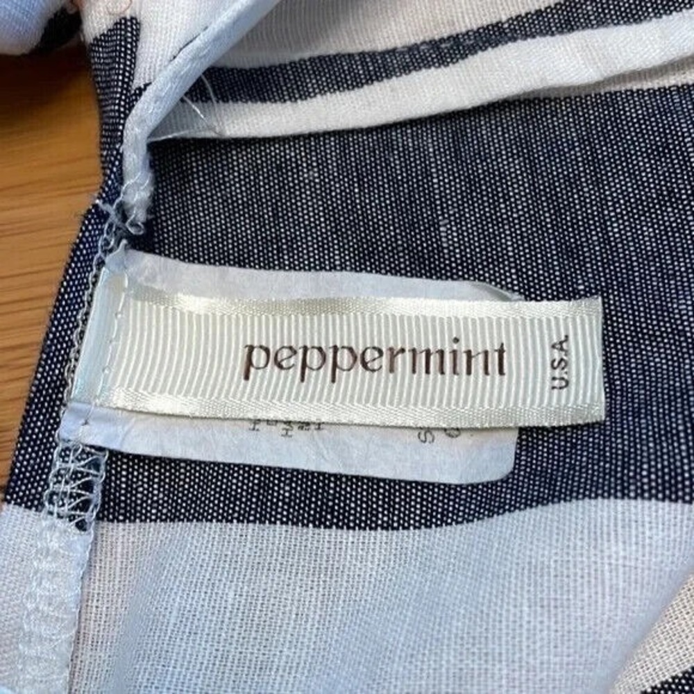 Peppermint Striped Wide Cropped Leg Open Back Linen Blend Jumpsuit White Sz L - Picture 4 of 9